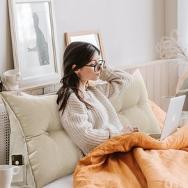 UUluhao Dorm Twin Headboard Pillows Cream Washable Large Bolster Headboard Bed Wedge Pillow for Headboard Gap Bed Daybed Dorm,39 * 10 * 20in