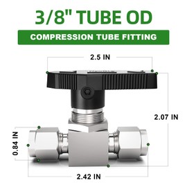 TAISHER 1PCS 304 Stainless Steel Compression Valve, 3/8" Tube OD x 3/8" Tube OD Straight Adapter