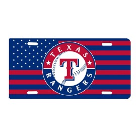 Texas Rangers American Flag High Gloss Aluminum License Plate