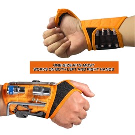 Premium Magnetic Wristband with 16 Strong Magnets. Made of Ballistic Nylon, Holds Screws, Nails & Drill Bits. Ideal Gift for Dad, Husband, Handyman