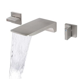 KAPHOME Bathtub Faucet Wall Mount,2 Handles Bathroom Waterfall Tub Faucet,Brass Bathtub Filler Tap with Rough-in Valve,Brushed Nickel,7Y2MK