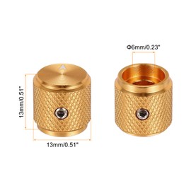 sourcing map 6 Pcs Aluminium Potentiometer Knobs, 1/4" (6mm) Universal Volume Tone Control Knobs with Arrow Indicator for Guitar, 1/2" Gold