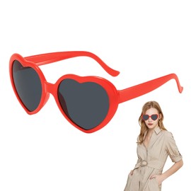 Red Heart Sunglasses Womens,Love Heart Shaped Glasses,Vintage Funny Women Accessories,Trendy Retro Hearts Shape 70s 90s Gothic Sunglass,Birthday Party with Plastic Lens Eyewear,for Kids Adults (Red)