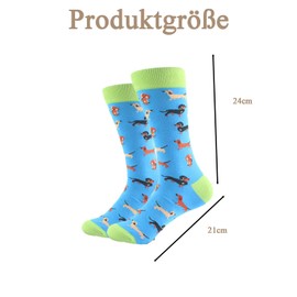HYZSHL 2 Stück Dackel Socken, Lustige Dackel Geschenke für Hundebesitzer, Socken in Blau-Grün und Grün, eine lustige Deko-Idee und ein für Dackel-Liebhaber