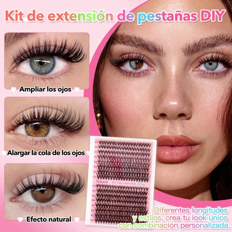 Kit De Extensiones Pestañas D Negro 1.6cm 320p Pink Diy
