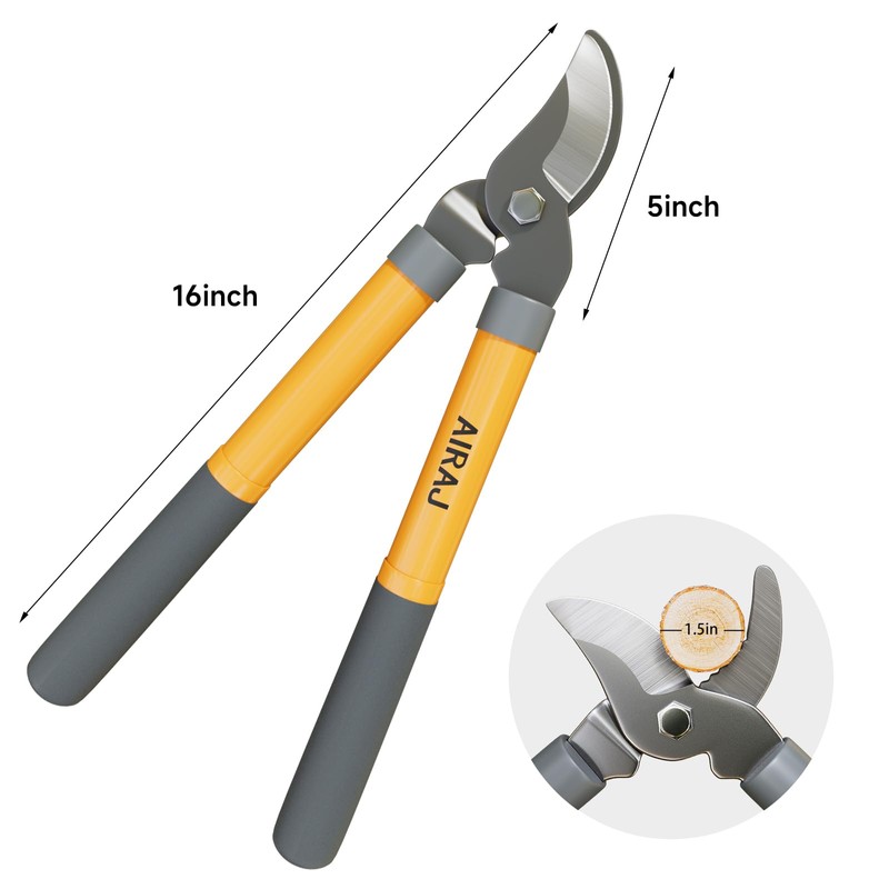 AIRAJ Bypass Loppers for Gardening | 16 Inch Garden Shears