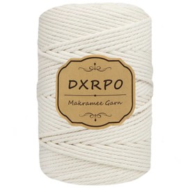DXRPO Macrame Yarn 4 mm x 120 m, Natural Macrame, Cotton Yarn Macrame Cord, Cotton Cord Used Wall Hanging, Macrame Hanging Basket, DIY Craft Plant Hanger, Boho Decoration, Beige
