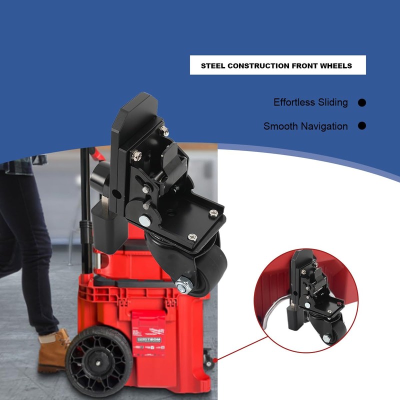 TABODD 1pc Packout Caster Wheel Kit, Steel Construction Front Swivel