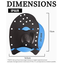 BARRU 1 Pair of Hand Paddles for Swimming - Adjustable Swimming Paddles with Straps - Strength Training Aid & Pool Training Device for Adults, Children & Unisex