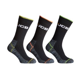 JCB - Mens Black High Vis Boot Socks | 3 Pairs | U.K. Size 6-11 | Technical Work boot Sock, Dry, Breathable, Durable & Moisture-wicking