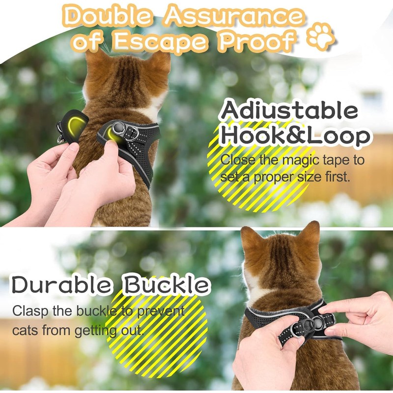 Cat Harness with Leash Set Mesh No Pull Reflective Escape