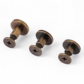 Pack of 20 Sets Brass Flat Head Button Stud, Bronze Leathercraft Screws Nail Rivets, DIY Leather Craft Metal Rivet for Belt Strap Bag Shoes Decoration(5mm)