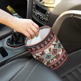 Pensura Tribal Aztec Geometric Car Trash Bag Adjustable Buttons Camping Trash Can Portable Foldable Multipurpose Trash bin Waste Basket Auto Accessories for Car, Home, Outdoor
