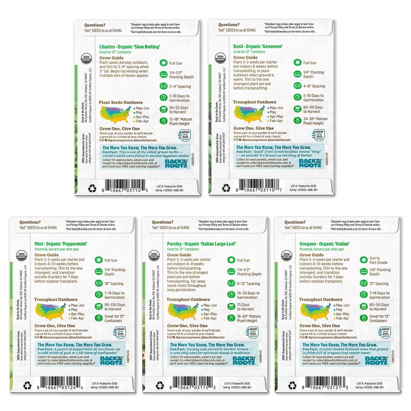 Back to the Roots Organic Herb Seeds Variety (5-Pack)