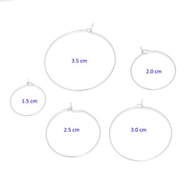 925 Sterling Silver Thin Wire Hoop Earrings - Super Lightweight Hypoallergenic Jewellery for Women & Teens, Minimalist Round Huggie Hoops (1.5-3.5cm) in Gift Pouch (Silver, 2.0 cm)