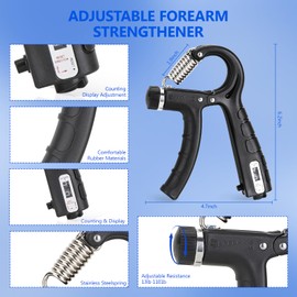 Hand Grip Strengthener Kit (6 Pieces) – Grip Strength Trainer Massage Ball, Adjustable Hand Gripper Forearm Strengthener with Counter, Stress Relief Hand Exerciser Ball, O-Ring Grip