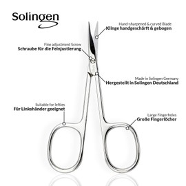 marQus Solingen Scissors - Cuticle Scissors Germany - Curved Blade, Nail Scissors Germany - Pedicure Beauty Grooming Kit for Nail, Eyebrow, Eyelash, Dry Skin - Nail sicssors