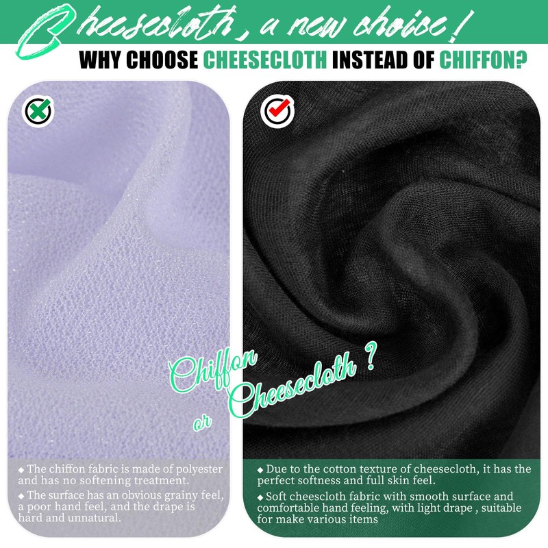Black Wedding Gauze Cheesecloth Fabric, 9.2M x 90cm Cheesecloth Arch