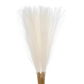 MECCANIXITY 18Pcs Faux Pampas Grass,21"/55cm Fluffy Fake Pampas Grass Decor Tall Artificial Pampas Grass for Living Room Party Wall Vase Wedding Decoration,Cream