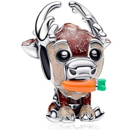 MSPOVOF Animals Christmas Heart Snowflake Charms 5A Cubic Zirconia 925 Sterling Silver Bracelets Pendant Christmas Birthday Gift for Women, Cubic Zirconia