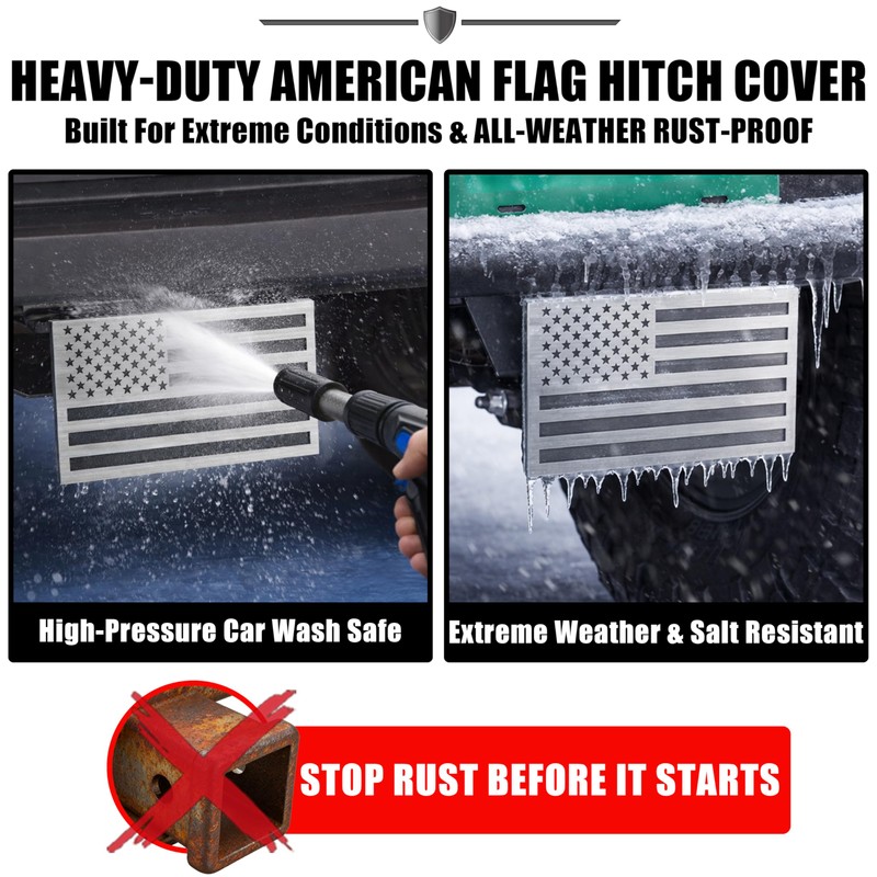 Synrroe Heavy Duty American Flag Hitch Cover & Keyless Hitch