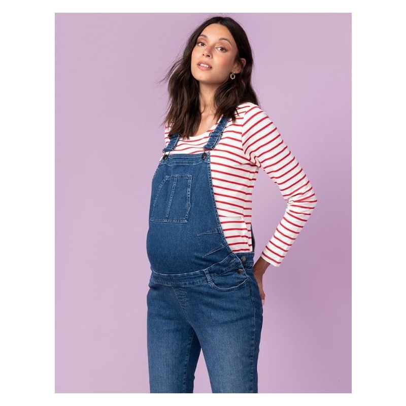 Seraphine TRAVIS Women's Maternity Denim Overalls, blue