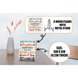 Fall Wood Plaque With Stand, Autumn Pumpkin Definition Desk Sign Decor for Farmhouse Home Office Table Shelf, Rustic Thanksgiving Wood Sign Gifts for Women Men -D06