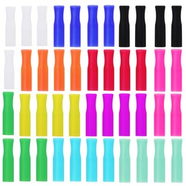 44Pcs Reusable Straw Tips, Silicone Straws Tip, Multi-color Food Grade Straw Tips Covers Only Fit for 1/4 Inch Wide(6MM Out diameter) Stainless Steel Straws by Accmor