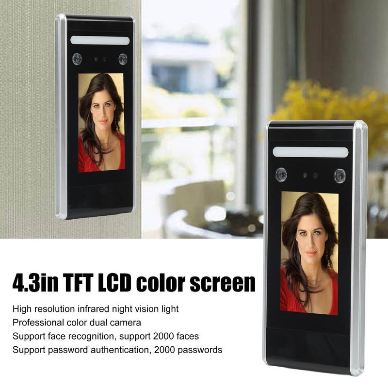 Time Clock Face Recognition Password Attendance Machine 4.3in Touchscreen Infrared