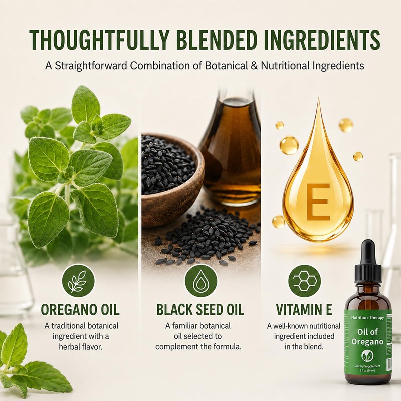 Nutrition Therapy Oil of Oregano, Oregano Oil Drops with Black