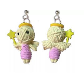 Team-Zebra Cute VOODOO DOLL ANGEL FAIRY Star Wand EARRINGS Kawaii Valentine Novelty Jewelry