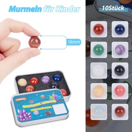 HAKACC Pack of 10 Marbles for Children, 16 mm Colourful Marbles Crystal Ball Marbles Decorative Toy