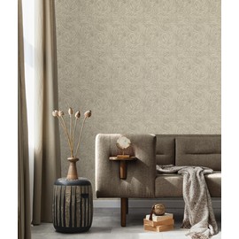 Tommy Bahama - Peel and Stick Designer Wallpaper, Premium Tropical Wallpaper for Bedroom, Powder Room, Kitchen, Self Adhesive, Vinyl, 30.75 Sq Ft Coverage (Zebra Leaf Collection, Linen)