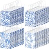 Honoson 24 Pcs Blue White Floral Paper Gift Bags with