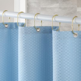 Goowin 24 Pcs Shower Curtain Rings, Oval Snap Shower Rings for Curtain, Metal Gold Shower Curtain Rings Rust Proof, Glide Smoothly Shower Hooks for Shower Curtain Rod