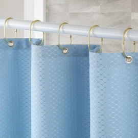 Goowin 24 Pcs Shower Curtain Rings, Oval Snap Shower Rings for Curtain, Metal Gold Shower Curtain Rings Rust Proof, Glide Smoothly Shower Hooks for Shower Curtain Rod