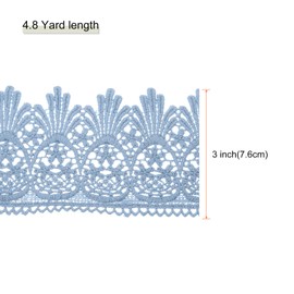 MECCANIXITY Cotton Lace Trim Vintage Crochet 3inch x 4.8yard Light Blue Stretch Lace Edge Ribbon for DIY Scrapbooking Clothes Curtain Tablecloth Slipcover Fabric Wedding Decoration Gift Wrap