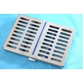 Dental Heavy Duty Autoclave Sterilization Cassette Rack Box Tray for 10 Instruments Blue Cynamed