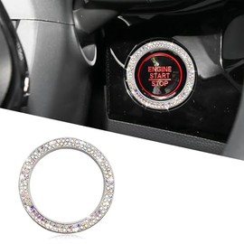 Tecledsn Car Bling Crystal Rhinestone Engine Start Decoration Ring, Sparkling Push Start Button Sticker, Key Ignition & Knob Ring Decoration, Bling Car Interior Accessories for Women (AB)