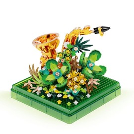 NOOLY Flower Building Blocks with Plastic Cover for Home and Office Decoration KLJMH-01 (Saxophone, 730 Pieces)