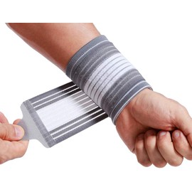 Neotech Care Wrist Band (1 Unit) - Adjustable Compression Strap - Elastic & Breathable Fabric - Support Sleeve for Tennis, Sports, Exercise - Men, Women, Right or Left - Grey Color (Size S)