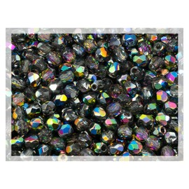 100pcs Faceted Fire Polished Pressed Czech Glass Beads 3mm (0.12in), Crystal Vitrail Medium Double Sided 00030-28137