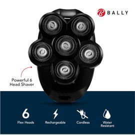 Bally 6 Head Floating Shaver, Total Grooming with 6-in-1 Multi-Functional Electric Floating Shaver, 6 Heads, LED Display, Lithium Rechargeable, 50 Min Usage