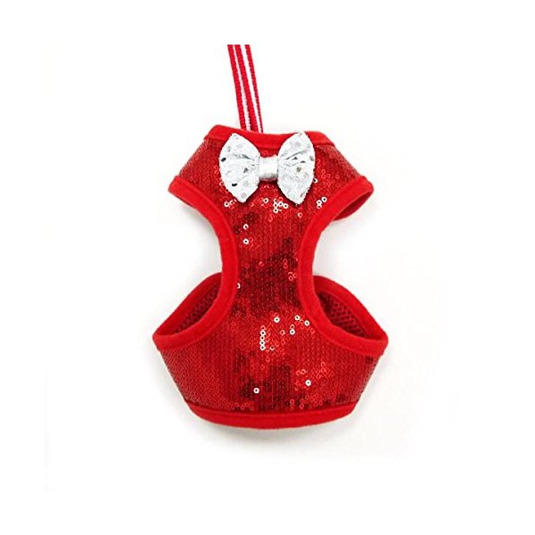 Red Easygo Sequins Harness and Leash Large