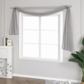 Plain Colour Voile Freehand Bow Scarves Decorative Curtains