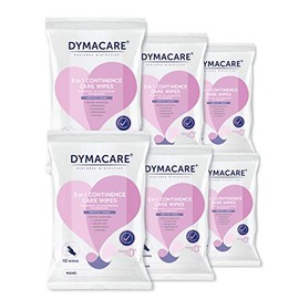 Dymacare DYMACARE 5 in 1 Continence Care Wipes | Adult Scented Premium Disposable Incontinence Cloths | Skin Cleansing Wipes with Barrier Protection (6 Packs (60 Wipes in Total))