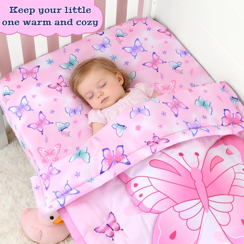 JISEN 3 Piece Crib Bedding Set Soft Baby Butterfly Crib