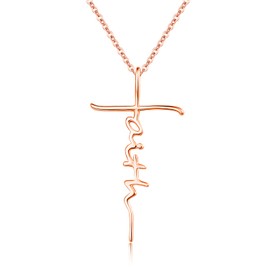 PRAYMOS 925 Sterling Silver Sideways Cross Necklace for Women Synthetic Opal Necklace Christian Religious Confirmation Baptism Gifts