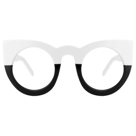 Zeelool Readers Vintage Oversized Thick Cat Eye Reading Glasses for Women with Standard Anti-Reflective Coating Ophelia VFP0290 (VFP0290-03 White/Black, 2.50)