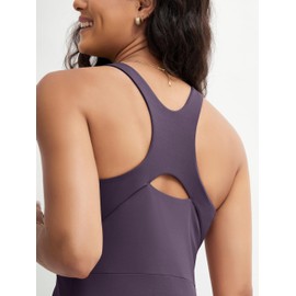 ODODOS Women's Cloud Feeling Racerback Tennis Dress with Separate Shorts and Built in Bra Mini Tank Dress, Dark Purple, Medium